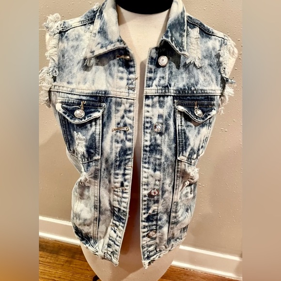 Blue Identity Denim Vest Womens Size Small - Picture 1 of 9